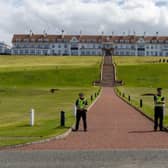 Police Scotland officers outside Turnberry's hotel during Mr Trump's visit in May 2023. Picture: Robert Perry/Getty