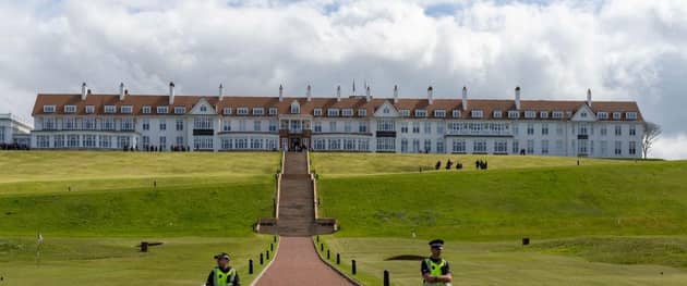 Police Scotland officers outside Turnberry's hotel during Mr Trump's visit in May 2023. Picture: Robert Perry/Getty