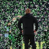 Celtic manager Neil Lennon celebrates his side winning during the William Hill Scottish Cup Final between Celtic and Hearts at Hampden Park, on December 20, 2020, in Glasgow, Scotland. (Photo by Bill Murray / SNS Group)
