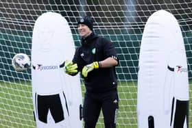 Joe Hart trains ahead of Celtic's match against Motherwell on Sunday.