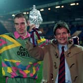 Roddy McKenzie (left) and Stenhousemuir boss Terry Christie. Picture: SNS Group