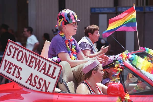 Members of the Stonewall Veterans Association take part in a Lesbian and Gay Pride March in New York (Picture: Stan Honda/AFP via Getty Images)