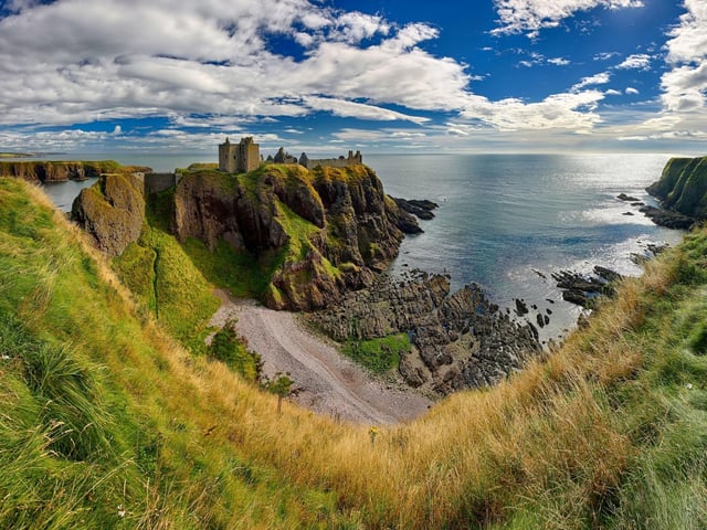 Perching on a 160ft rock formation over the North Sea, the dramatic ruins of Dunnottar Castle are an unforgettable sight to behold. Once the formidable fortress of the Earls Marischal, this picturesque castle is also famous for being the hiding place of the Scottish Crown Jewels from Oliver Cromwell's army.