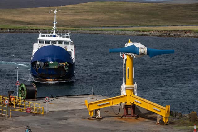 One of the new M100-D turbines which are being installed at Nova Innovations tidal array at Bluemull Sound, Shetland as part of an expansion move.