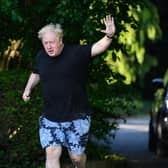 Boris Johnson is seen on his morning run on June 15