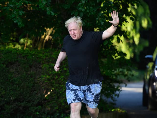 Boris Johnson is seen on his morning run on June 15