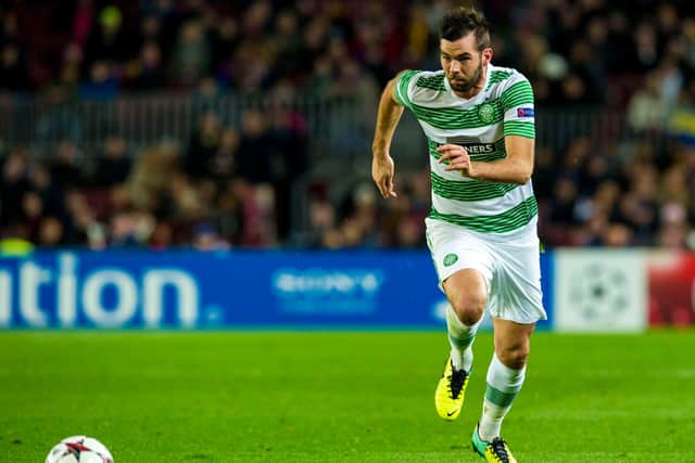 Joe Ledley in action for Celtic in a Champions League fixture against Barcelona in the Nou Camp in 2013