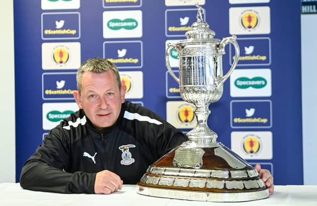 Inverness manager Billy Dodds poses with the Scottish Cup ahead of Saturday's final against Celtic at Hampden. (Photo by Rob Casey / SNS Group)