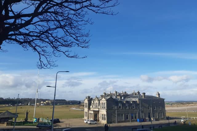 Normally a hive of activity, even on a Sunday when the Old Course is closed, the area around the R&A Clubhouse in St Andrews lies eerily quiet on Sunday due to Covid-19 lockdown restrictions.