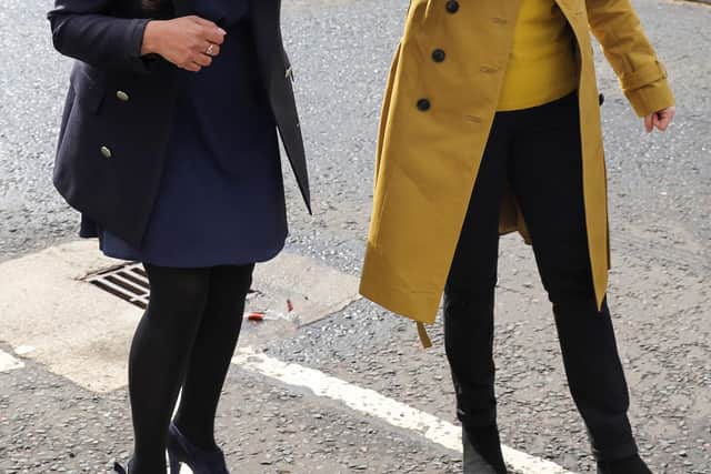 First Minister of Scotland and SNP leader Nicola Sturgeon and Anum Qaisar-Javed in Airdrie during campaigning for the Airdrie and Shotts by-election.