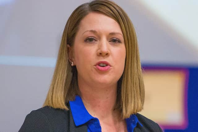 Jenny Gilruth speaking to Auchmuty High School pupils in 2017