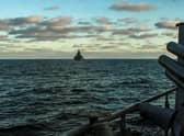 This handout video grab released by the Russian Defence Ministry on February 12, 2022 shows Russian warships during the Black sea naval exercises outside the Crimean port of Sevastopol. Picture, Getty