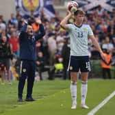 Scotland manager Steve Clarke (centre) waves his arms in frustration during his team's 3-0 UEFA Nations League Group B1 defeat against Republic of Ireland in Dublin on Saturday. (Photo by Charles McQuillan/Getty Images)