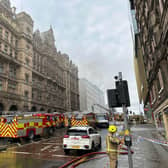 Firefighters tackle a blaze at the Jenners building in Edinburgh. The Scottish Fire and Rescue Service were called to fire at the former department store at 11.29am, and the building was found "well alight". A total of 10 fire appliances have been sent to the scene on Rose Street in the city centre.