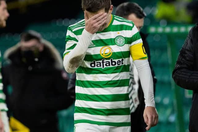 Celtic's Callum McGregor at full time during a Scottish Premiership match between Celtic and Livingston at Celtic Park on January 16, 2021, in Glasgow, Scotland. (Photo by Alan Harvey / SNS Group)
