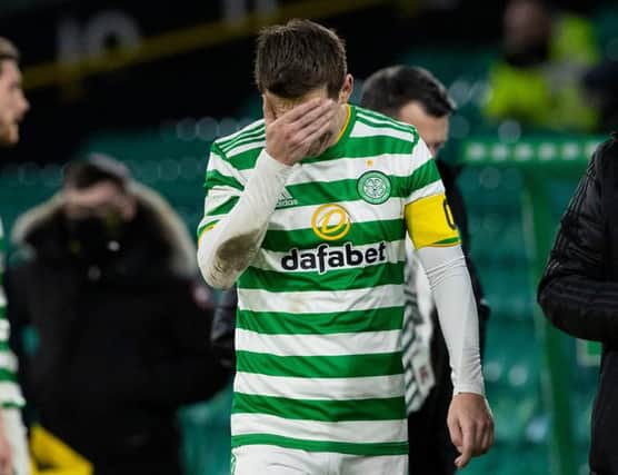Celtic's Callum McGregor at full time during a Scottish Premiership match between Celtic and Livingston at Celtic Park on January 16, 2021, in Glasgow, Scotland. (Photo by Alan Harvey / SNS Group)