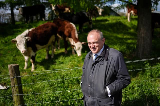 Liberal Democrat leader Sir Ed Davey during a visit to Treflach Farm in Treflach, Shropshire. Picture: Jacob King/PA Wire