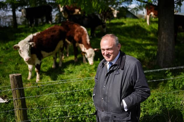 Liberal Democrat leader Sir Ed Davey during a visit to Treflach Farm in Treflach, Shropshire. Picture: Jacob King/PA Wire