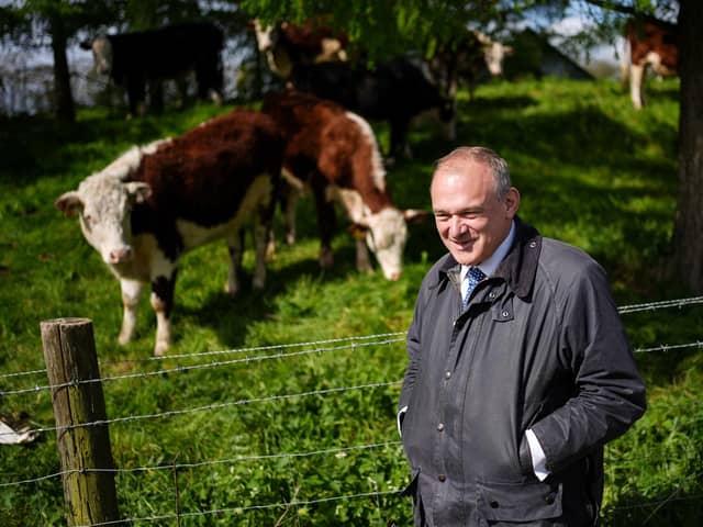 Liberal Democrat leader Sir Ed Davey during a visit to Treflach Farm in Treflach, Shropshire. Picture: Jacob King/PA Wire