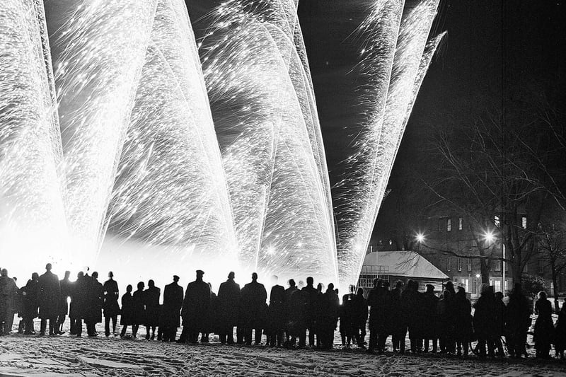 This picture is of a different kind of royal celebration that took place in the Meadows - when crowds watched a fireworks display to mark the birth of Prince Andrew on February 19, 1960.