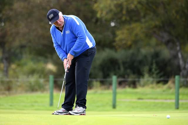 ST ANDREWS, SCOTLAND - SEPTEMBER 28: Martin Gilbert putts on the 8th hole during Day three of the Alfred Dunhill Links Championship at Carnoustie Golf Links on September 28, 2019 in St Andrews, United Kingdom. (Photo by Ross Kinnaird/Getty Images)