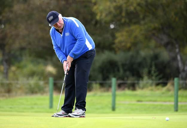 ST ANDREWS, SCOTLAND - SEPTEMBER 28: Martin Gilbert putts on the 8th hole during Day three of the Alfred Dunhill Links Championship at Carnoustie Golf Links on September 28, 2019 in St Andrews, United Kingdom. (Photo by Ross Kinnaird/Getty Images)