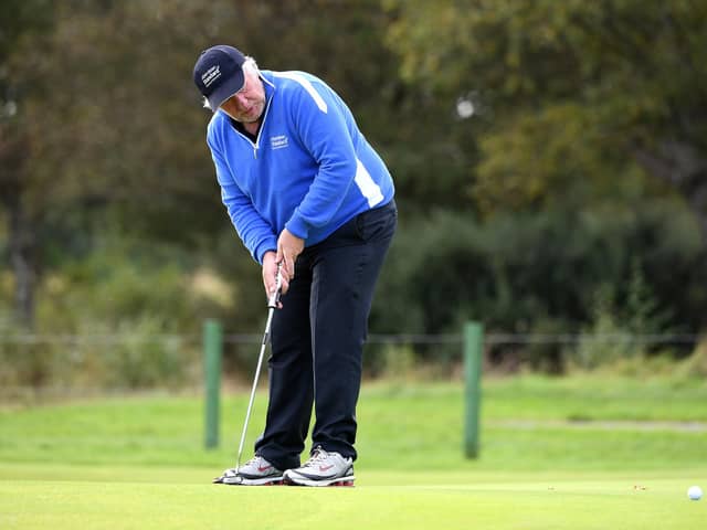 ST ANDREWS, SCOTLAND - SEPTEMBER 28: Martin Gilbert putts on the 8th hole during Day three of the Alfred Dunhill Links Championship at Carnoustie Golf Links on September 28, 2019 in St Andrews, United Kingdom. (Photo by Ross Kinnaird/Getty Images)