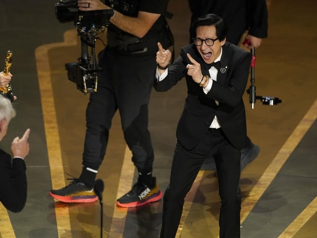 It was a full circle moment for Harrison Ford and Ke Huy Quan who celebrated together on stage at the Oscars, 39 years since a 12-year-old Quan starred alongside the veteran actor in Indiana Jones: Temple of Doom.