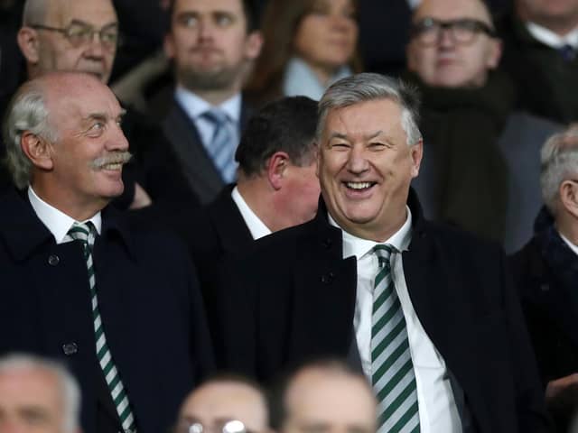 Celtic's leading shareholder Dermot Desmond (left) with former chief executive Peter Lawwell. (Photo by Ian MacNicol/Getty Images)