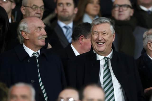 Celtic's leading shareholder Dermot Desmond (left) with former chief executive Peter Lawwell. (Photo by Ian MacNicol/Getty Images)