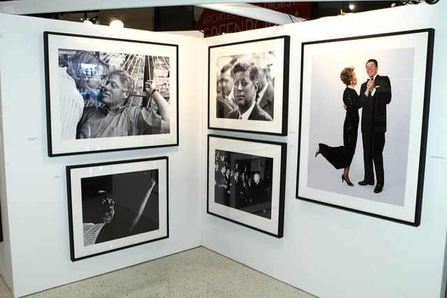 Photographs by Harry Benson, including pictures of US Presidents Bill Clinton, Ronald Reagan and John F Kennedy, at a retrospective of his work in West Hollywood, California (Picture: Alberto E Rodriguez/Getty Images)