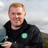 Celtic manager Neil Lennon is presented with the manager of the month award for September (Photo by Craig Williamson / SNS Group)