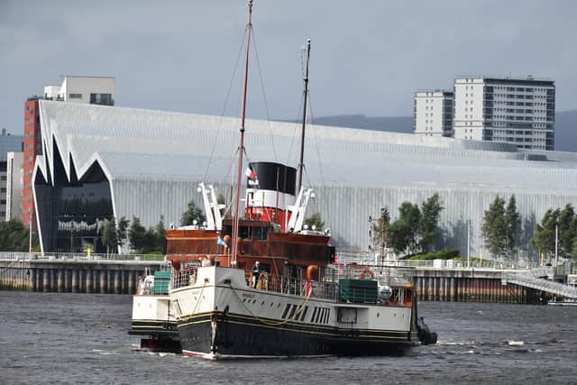 Waverley passing the Riverside Museum in Glasgow today en route to her berth at Pacific Quay. Picture: John Devlin