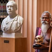 Wani Uruwarige, chief of the Sri Lankan Vedda people, attends a ceremony at the University of Edinburgh marking the return of nine human skulls it acquired over 100 years ago (Picture: Jeff J Mitchell/Getty Images)