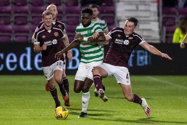 Souttar putting in an excellent performance against Celtic. (Photo by Craig Williamson / SNS Group)