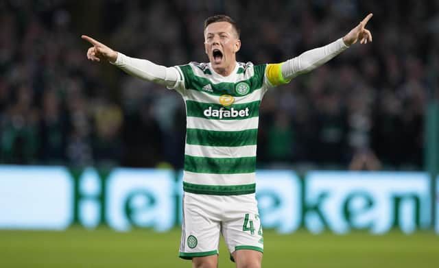 Celtic captain Callum McGregor directs his team-mates during the 3-0 defeat to Real Madrid. (Photo by Alan Harvey / SNS Group)