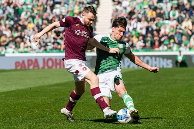 Joe Newell set the tone for Hibs in their win over rivals Hearts.  (Photo by Mark Scates / SNS Group)