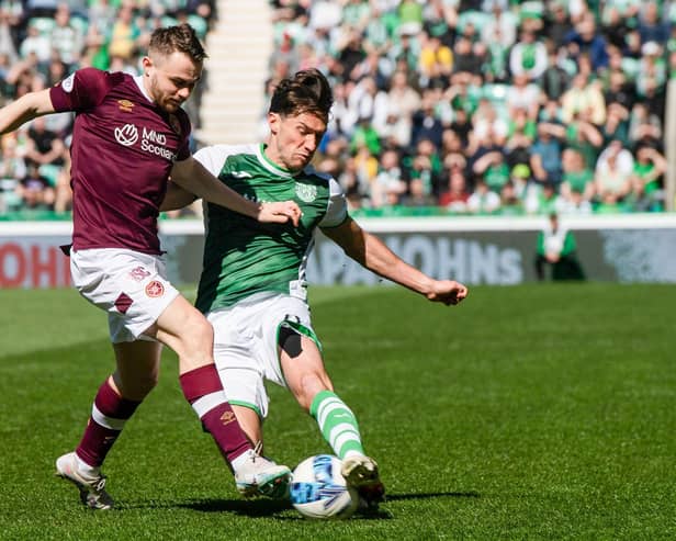 Joe Newell set the tone for Hibs in their win over rivals Hearts.  (Photo by Mark Scates / SNS Group)