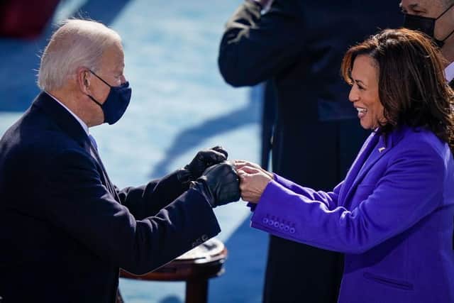 US president Joe Biden, pictured here fist bumping newly sworn-in vice president Kamala Harris, has made his cabinet picks. (Pic: Getty Images)