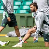 Nat Phillips during a Celtic training session ahead of flying to Rotterdam.