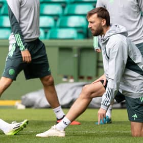 Nat Phillips during a Celtic training session ahead of flying to Rotterdam.