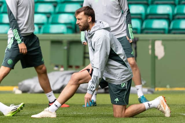 Nat Phillips during a Celtic training session ahead of flying to Rotterdam.