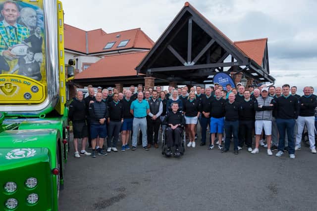 Doddie Weir with players and friends at the MNDF Scotland Golf Day.