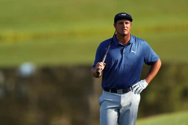 Bryson DeChambeau prepares to play a shot from near the 12th hole back to the 14th during the second round of The Players' Championship at TPC Sawgrass in Ponte Vedra Beach, Florida. Picture: Kevin C. Cox/Getty Images.