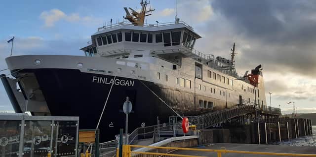 Finlaggan after arriving at Kennacraig in Kintyre after sailing from Port Askaig in Islay