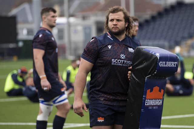 Edinburgh prop Pierre Schoeman took in the Hearts v Hibs game last weekend. (Photo by Paul Devlin / SNS Group)