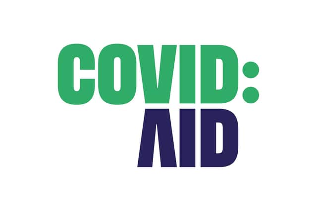 This auction is for an NFT containing Covid:aid’s first logo, designed by James RE Boynton. Picture: contributed.
