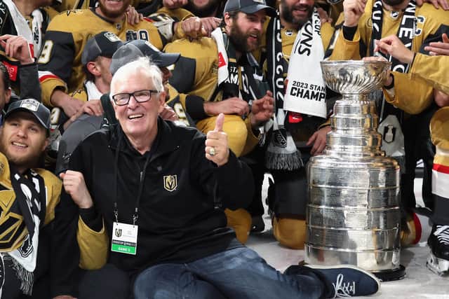 Bill Foley of the Vegas Golden Knights celebrates the Stanley Cup victory over the Florida Panthers earlier this year.