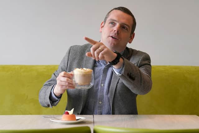 Scottish Conservative leader Douglas Ross during his visit to Cocoa Black chocolate shop and cook school in Peebles while on the local election campaign trail. Picture: Andrew Milligan/PA Wire