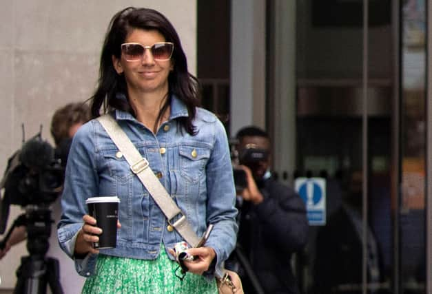 Gina Coladangelo, an aide to Britain's Health Secretary Matt Hancock, leaving the BBC in central London. Picture: Tolga Akmen/AFP via Getty Images